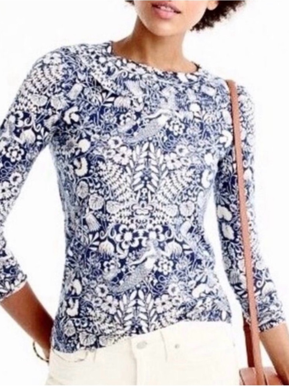 J.Crew Tippi Mermaid Blueand White sweater XS